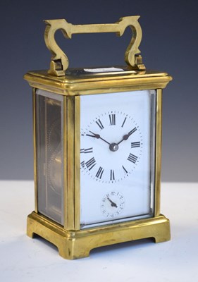 Lot 361 - Frennch brass carriage timepiece with alarm