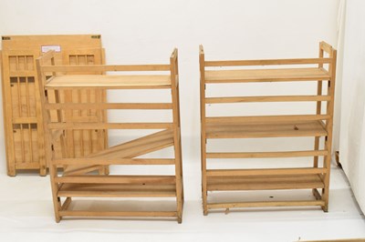 Lot 630 - Four folding wooden display shelves