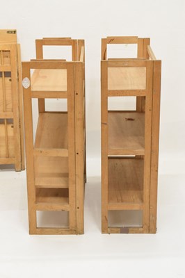 Lot 630 - Four folding wooden display shelves