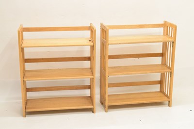 Lot 630 - Four folding wooden display shelves