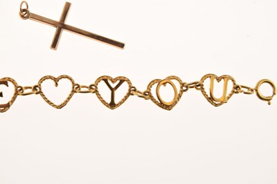 Lot 53 - 9ct gold 'I Love You' heart motif bracelet
