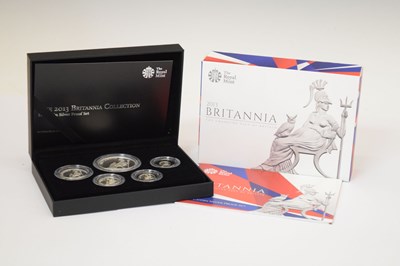 Lot 153 - Royal Mint silver proof britannia five coin set, 2013