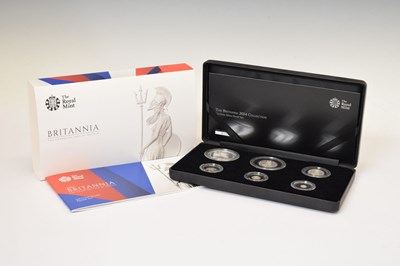 Lot 154 - Royal Mint silver proof britannia six coin set, 2014