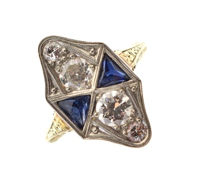 Lot 7 - Art Deco-style sapphire and diamond ring
