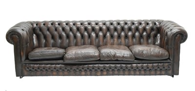 Lot 649 - 20th century deep buttoned four-seater Chesterfield settee or sofa