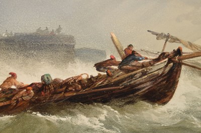 Lot 535 - Alfred Herbert, (1818-1861) - Watercolour - 'Rough Sea off St. Malo'