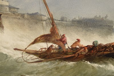 Lot 535 - Alfred Herbert, (1818-1861) - Watercolour - 'Rough Sea off St. Malo'