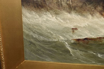 Lot 535 - Alfred Herbert, (1818-1861) - Watercolour - 'Rough Sea off St. Malo'