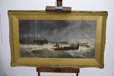 Lot 535 - Alfred Herbert, (1818-1861) - Watercolour - 'Rough Sea off St. Malo'