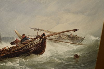 Lot 535 - Alfred Herbert, (1818-1861) - Watercolour - 'Rough Sea off St. Malo'