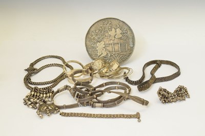 Lot 181 - Quantity of Eastern white metal belts, bracelets etc