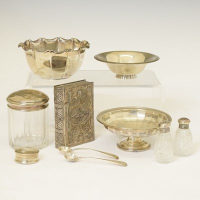 Lot 109 - Three silver bon bon dishes, etc