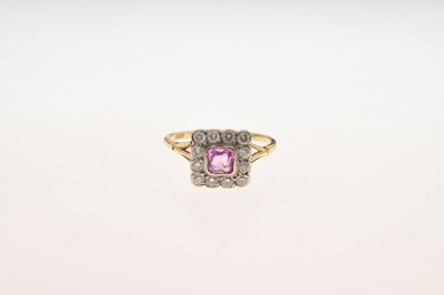 Lot 6 - Pink sapphire and diamond cluster ring