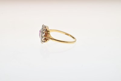 Lot 6 - Pink sapphire and diamond cluster ring