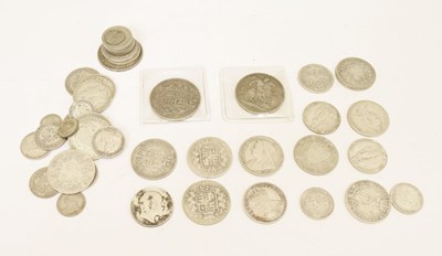 Lot 147 - George IV silver crown 1822, together with a good selection of Victorian silver coinage, etc