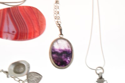 Lot 54 - Quantity of various hardstone set pendants