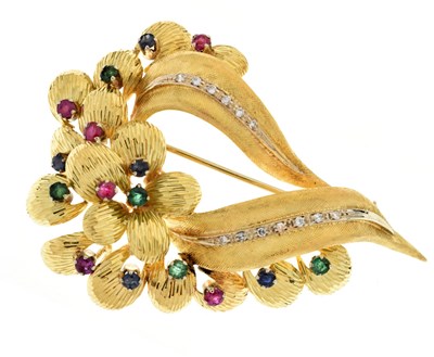 Lot 142 - Multigem 18ct gold spray brooch