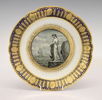 Lot 401 - Late 18th century Flight Worcester plate from the 'Hope Service'