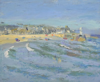 Lot 422 - Attributed to Ken Howard (1932-2022) - Oil on board - St Ives Harbour