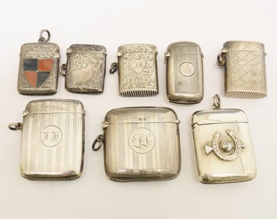 Lot 115 - Eight silver vesta cases