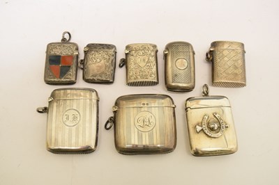Lot 115 - Eight silver vesta cases