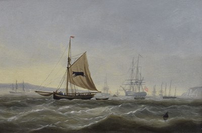 Lot 534 - Follower of Thomas Whitcombe, (circa 1752-1824) - Oil on metal - Seascape