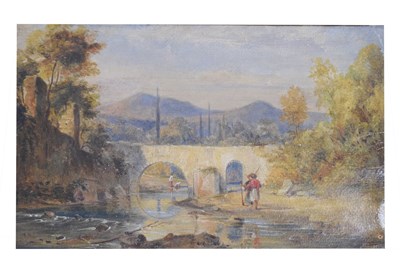 Lot 573 - 19th century - Oil on canvas with board - River landscape