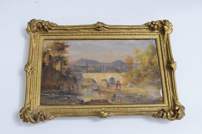 Lot 573 - 19th century - Oil on canvas with board - River landscape