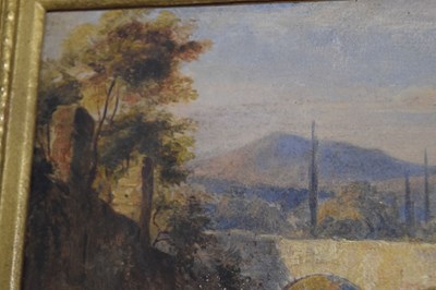 Lot 573 - 19th century - Oil on canvas with board - River landscape