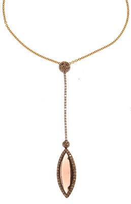 Lot 166 - Smoky quartz and diamond pendant on a chain