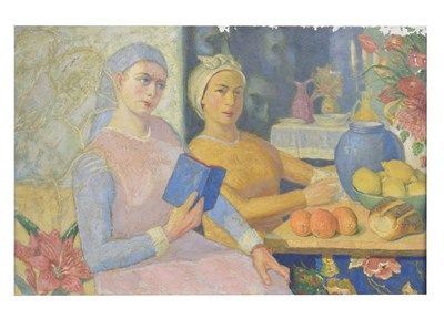 Lot 532 - 20th century Continental School - Oil on canvas - Two women