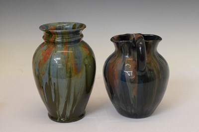 Lot 397 - Elton Ware (Clevedon) Pottery drip ware vase and jug