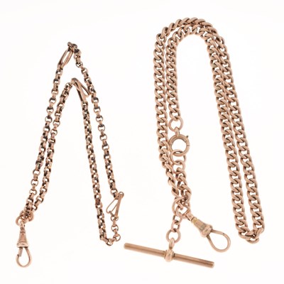 Lot 48 - 9c 'rose gold' Albert and chain
