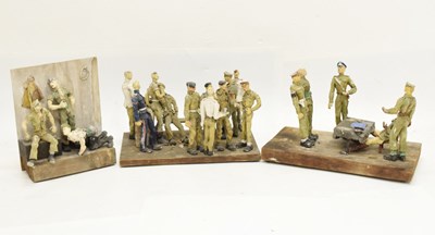 Lot 462 - Three Second World War themed clay figural dioramas of German soldiers