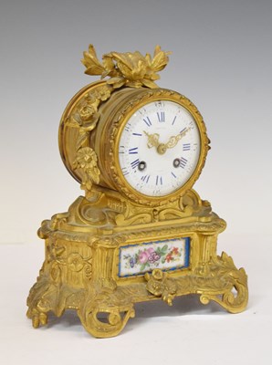 Lot 585 - French bronze and porcelain clock - Rollin