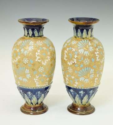 Lot 424 - Pair of Doulton Lambeth stoneware vases