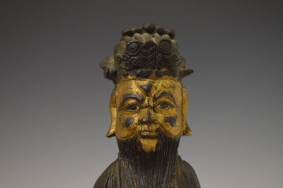 Lot 450 - Chinese parcel-gilt bronze figure of a sage or scholar