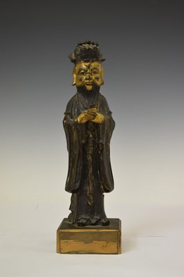 Lot 450 - Chinese parcel-gilt bronze figure of a sage or scholar