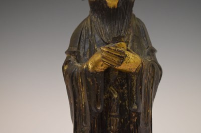 Lot 450 - Chinese parcel-gilt bronze figure of a sage or scholar