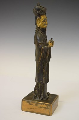 Lot 450 - Chinese parcel-gilt bronze figure of a sage or scholar