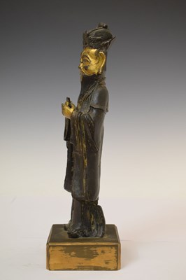 Lot 450 - Chinese parcel-gilt bronze figure of a sage or scholar