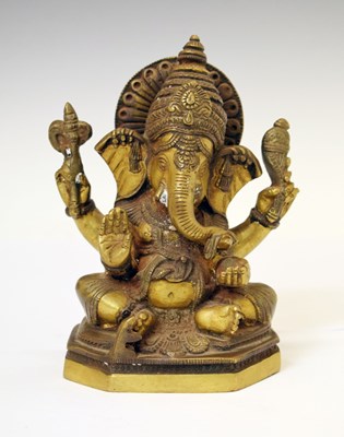 Lot 484 - Indian parcel-gilt bronze figure of Ganesh