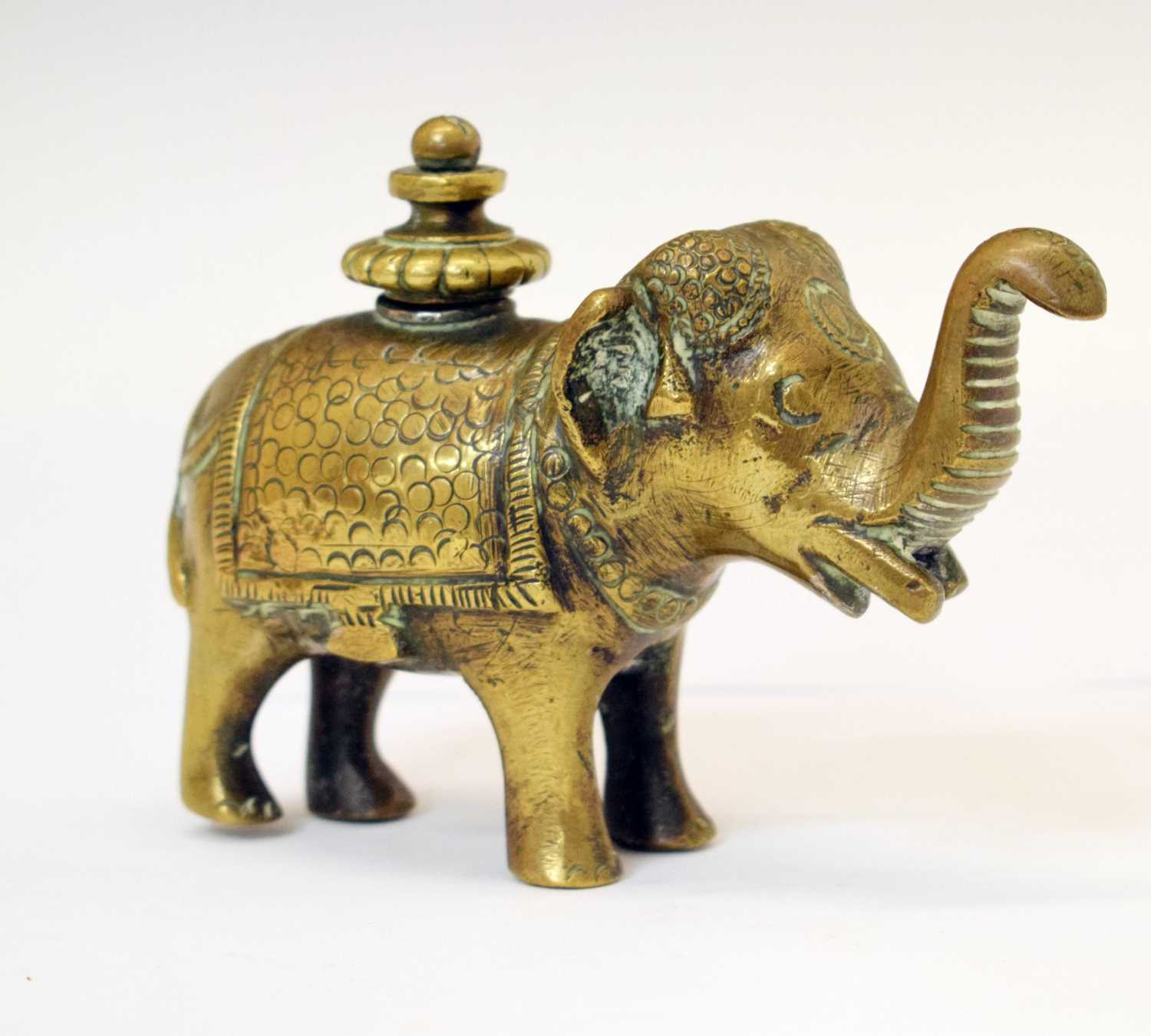 Lot 485 - Indian bronze elephant temple oil lamp