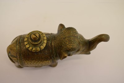 Lot 485 - Indian bronze elephant temple oil lamp