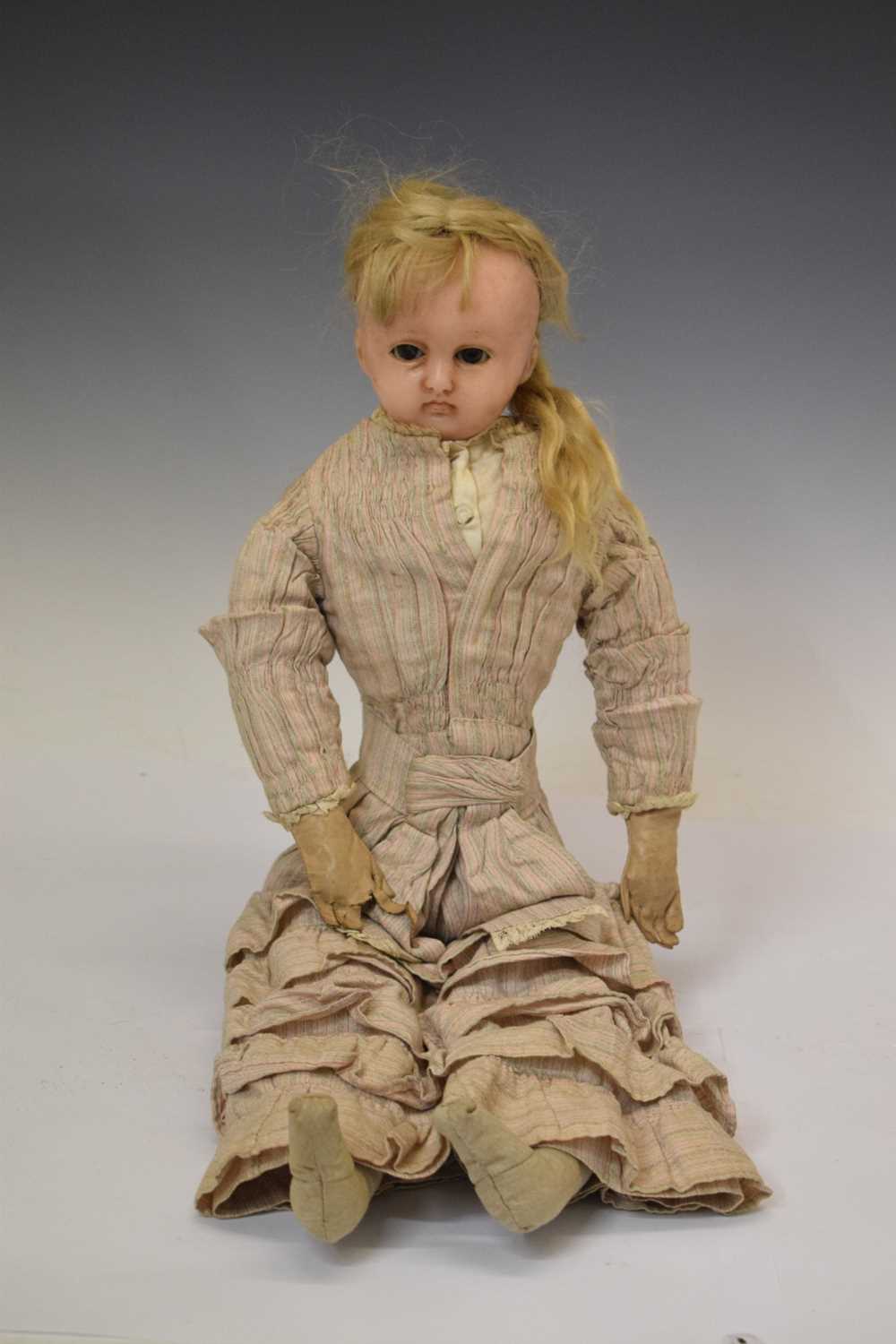 Lot 361 - Late 19th century wax shoulder and head doll