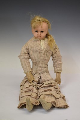 Lot 361 - Late 19th century wax shoulder and head doll