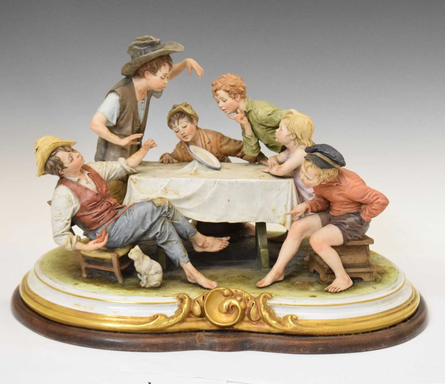 Lot 398 - Capodimonte figural group 'The Cheat'