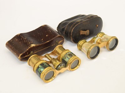 Lot 331 - Pair cased abalone opera glasses and a mother-of-pearl pair