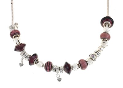 Lot 191 - Pandora style charm bead necklace