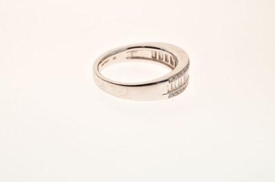 Lot 13 - 18ct white gold, baguette and brilliant cut diamond ring